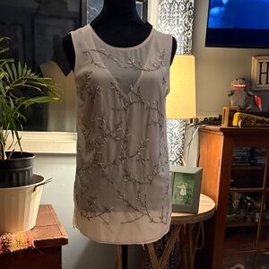 White House Black Market Ivory Beaded Sleeveless Camisole